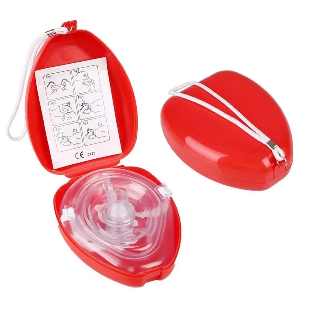 Maschera per Respirazione CPR Riutilizzabile con Valvola Unidirezionale, Strumenti per Respirazione Artificiale, Maschera Professionale Rossa per Addestramento e Soccorso CPR