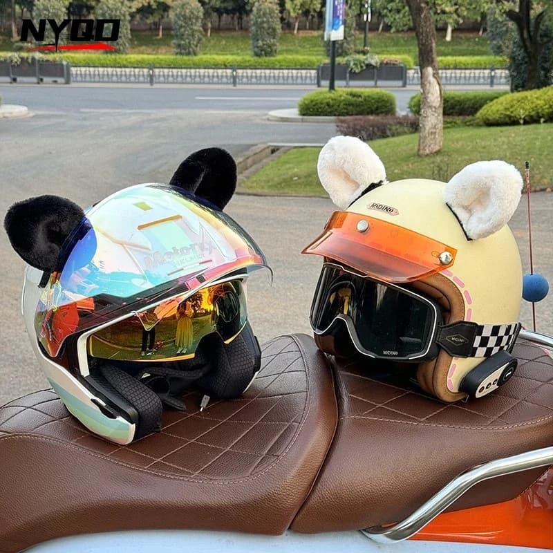 Decorazione per casco da sci Orecchio di orso di peluche Accessori per caschi da equitazione per moto Piccole orecchie da panda