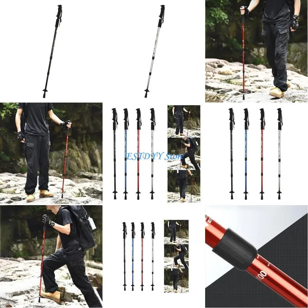 Walking pole with ergonomic handle in aluminium alloy adjustable length G6DE for various terrain