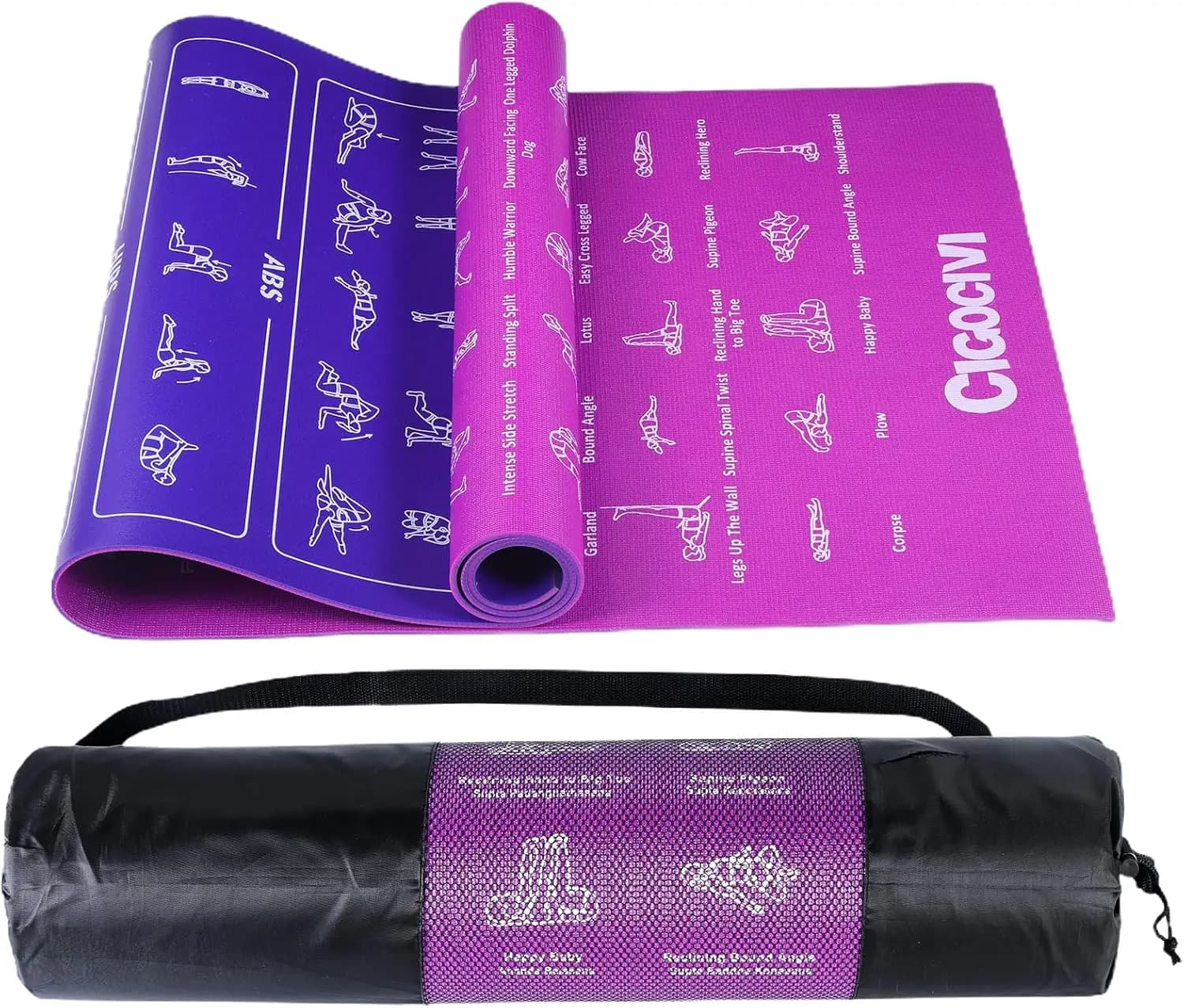 Tappetino Yoga da Viaggio con 75 Pose ed Esercizi, Tappetino Antiscivolo per Allenamento a Casa, Regalo di Natale per Donne