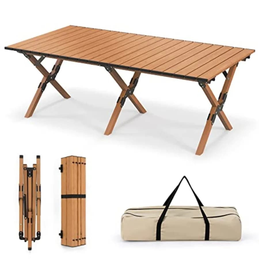 Tavolo da Campeggio Pieghevole con Borsa per il Trasporto, Tavolo Portatile in Alluminio per Picnic, Tavolo Basso da Spiaggia per Uso Esterno