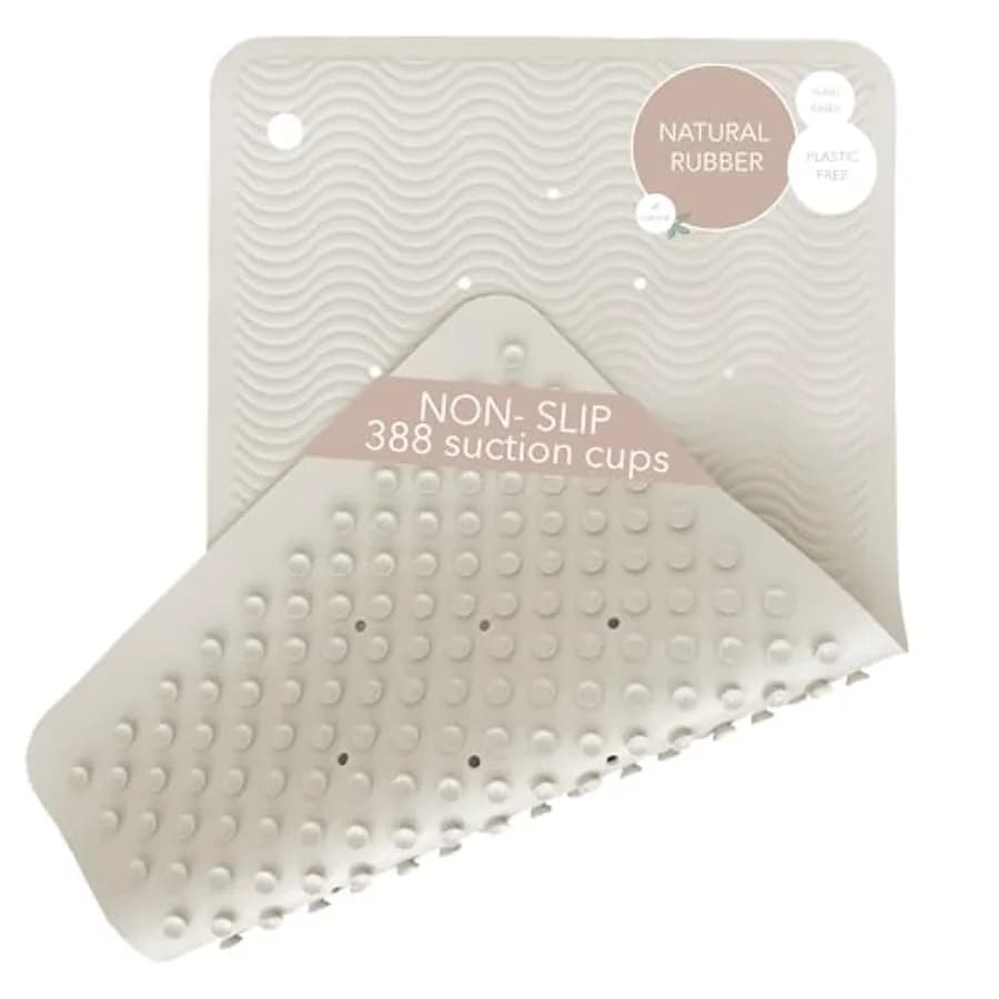 Tappetino da Bagno in Gomma Antiscivolo Lungo 28 × 16 Pollici - Tappetino per Doccia e Vasca con 388 Ventose, Senza Plastica e Biodegradabile