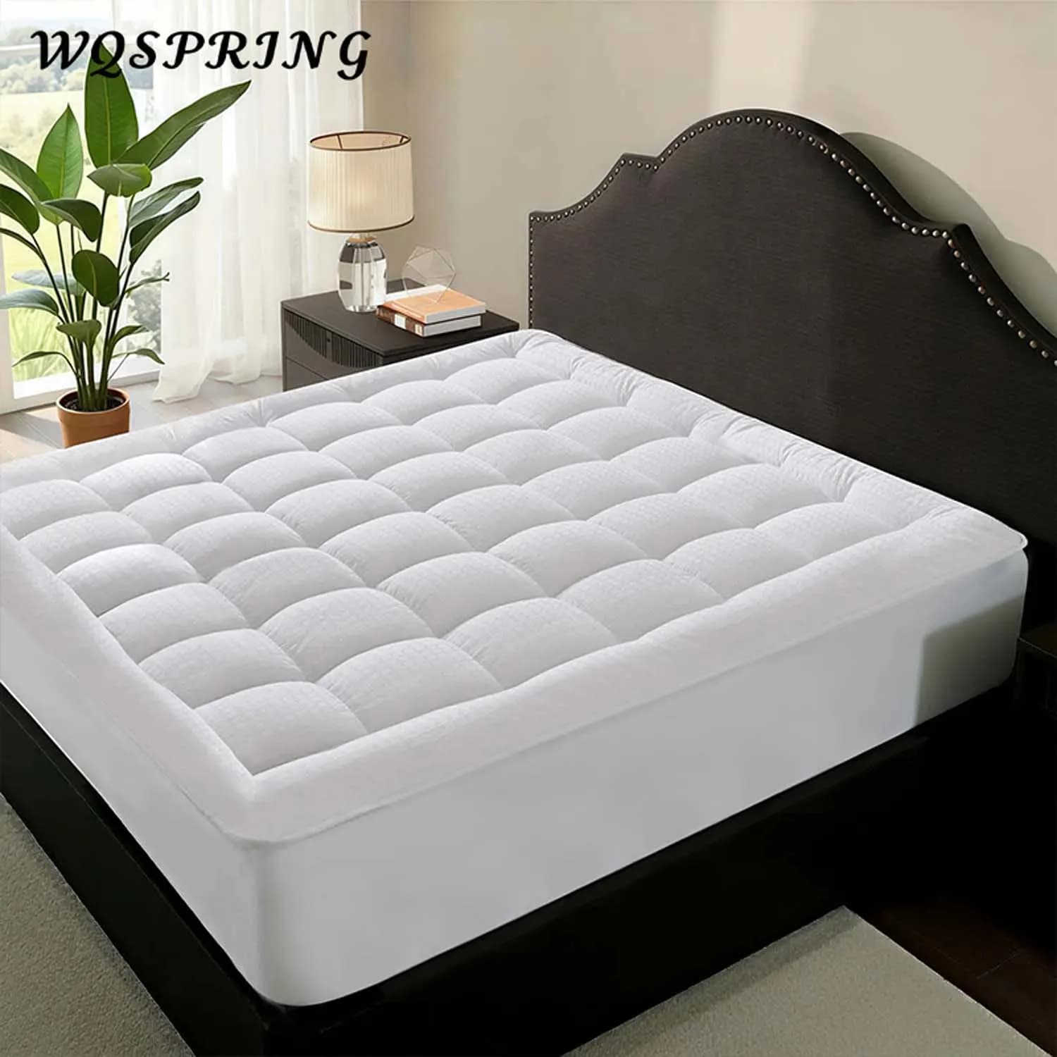 WQSPRING Cotton Coprimaterasso Refreshing Coprimaterasso quilted with deep pocket 8-21 inches Protection for quilted mattress 450GSM