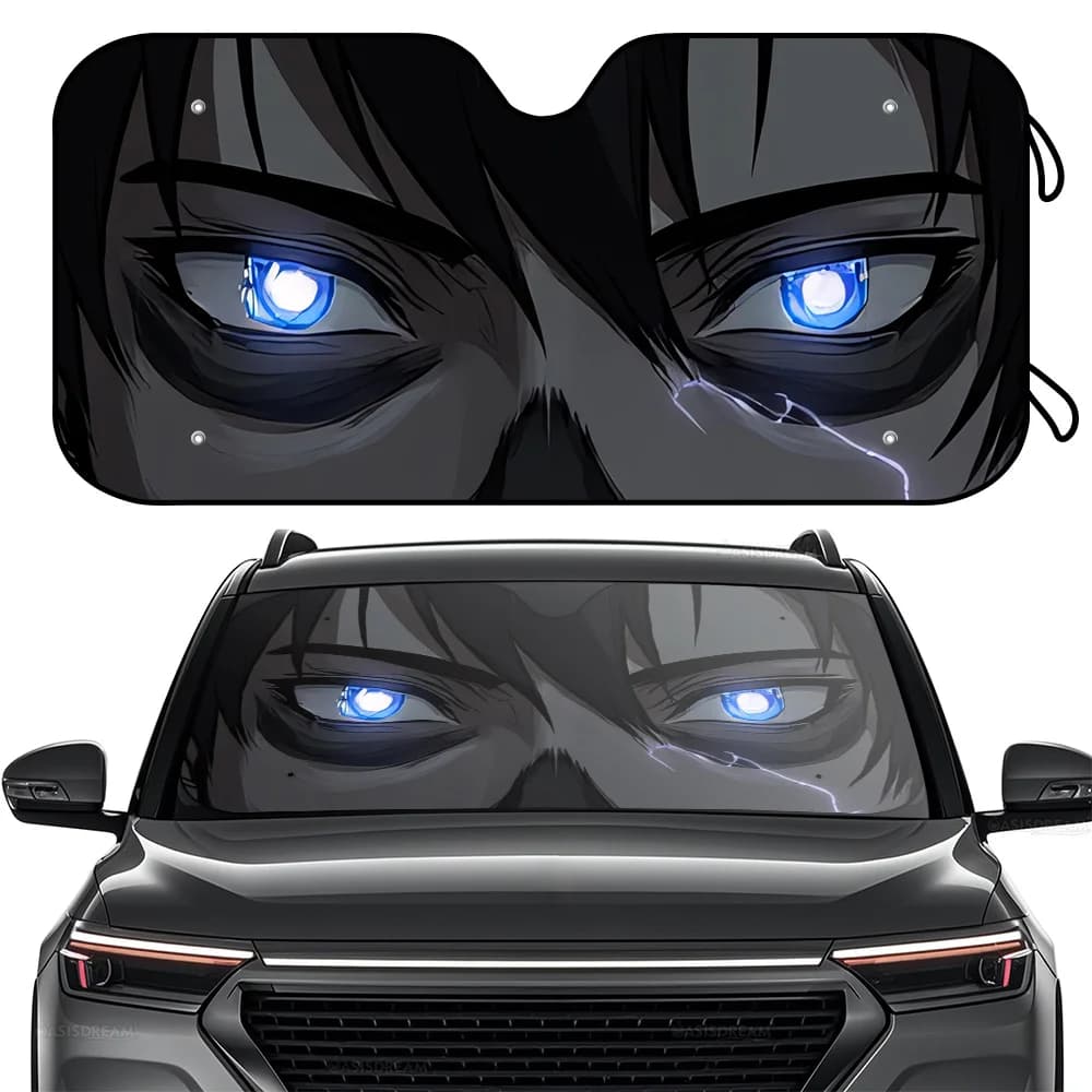 1 parasole OASISDREAM per parabrezza camper - Stampa anime occhi luminosi, 4 ventose gratuite, 57" X 27,5" - Ideale per camper, camion Int