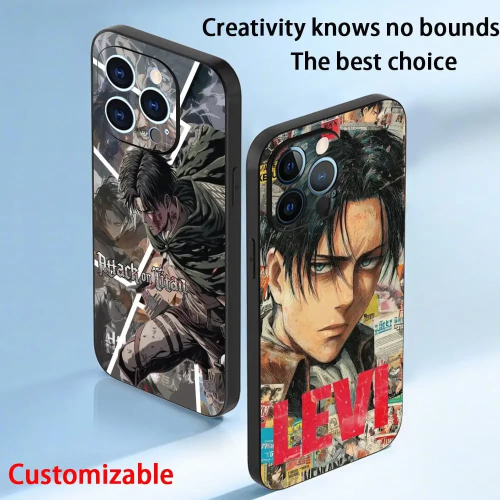 Levi ackerman cool anime man pattern Phone Case For iPhone 17 16 16e 15 14 13 12 Plus Mini Pro Max Soft black Shockproof Cover