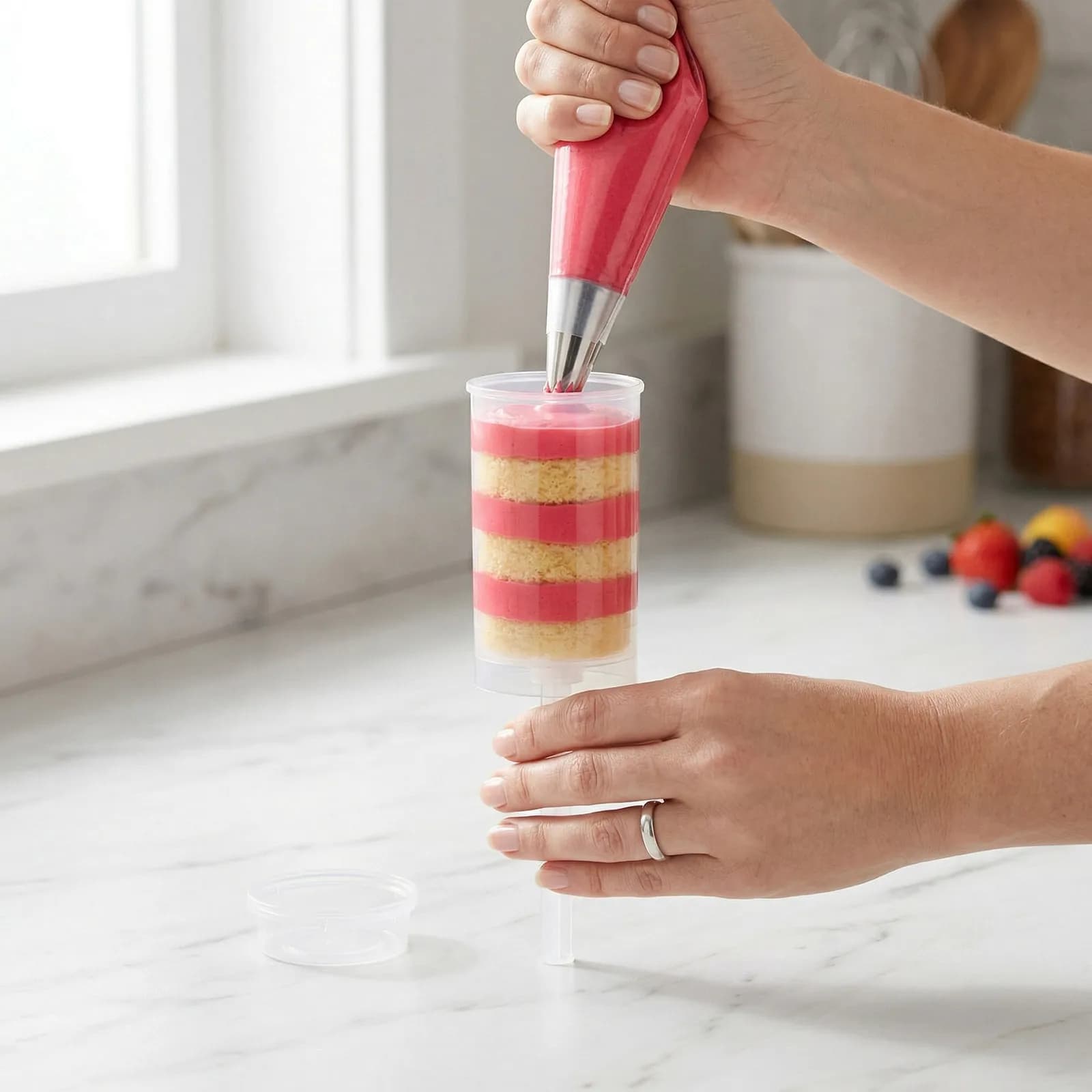 20 Pezzi Contenitori Cilindrici per Torte, Stampi Push-Up per Cheesecake, Gelatine, Gelati, Push Pops Riutilizzabili