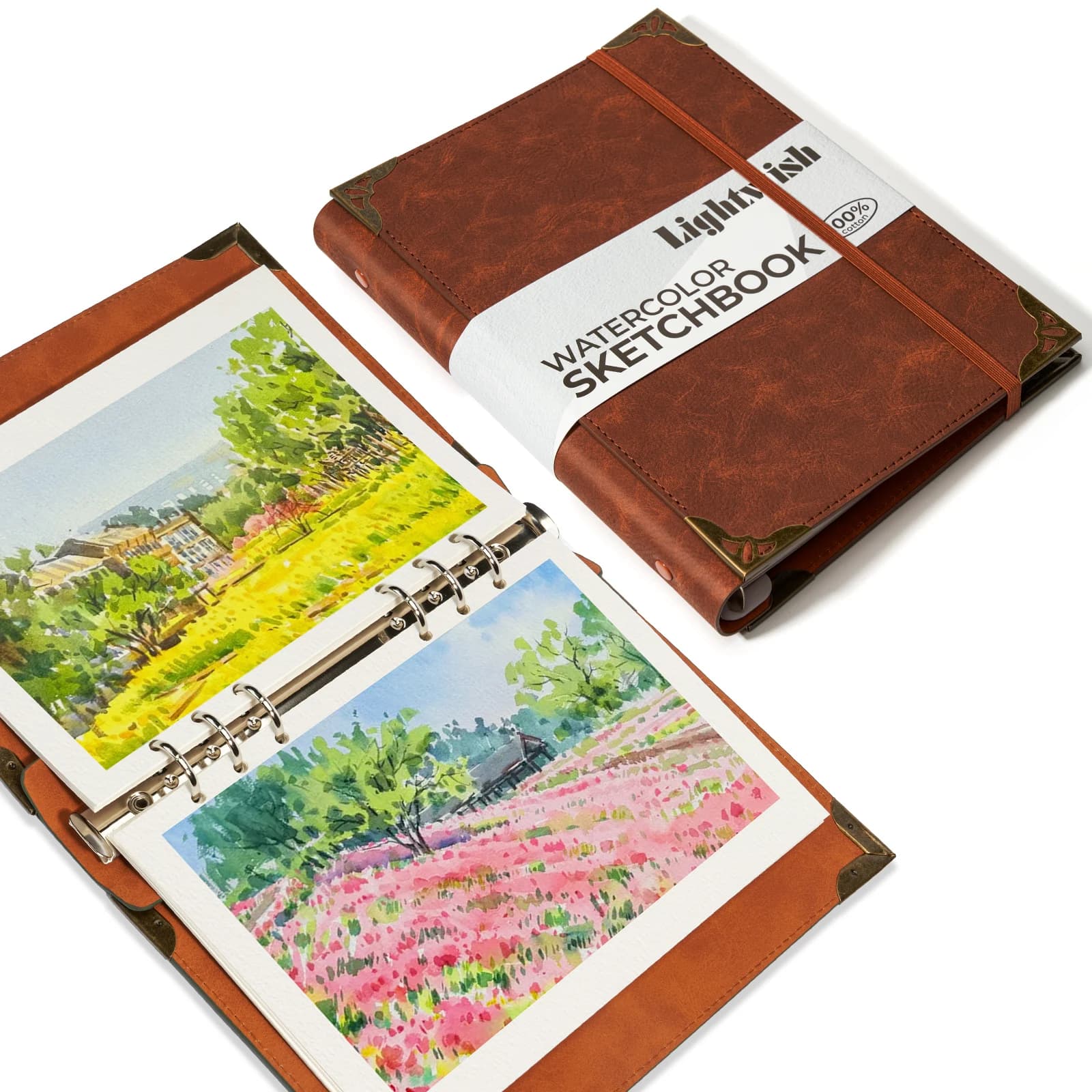 LIGHTWISH Watercolor Sketchbook,100% Cotton Acid Free Watercolor Journal, Watercolor Paper for Artists, 20 Sheets, 5.5*8.2 Inch