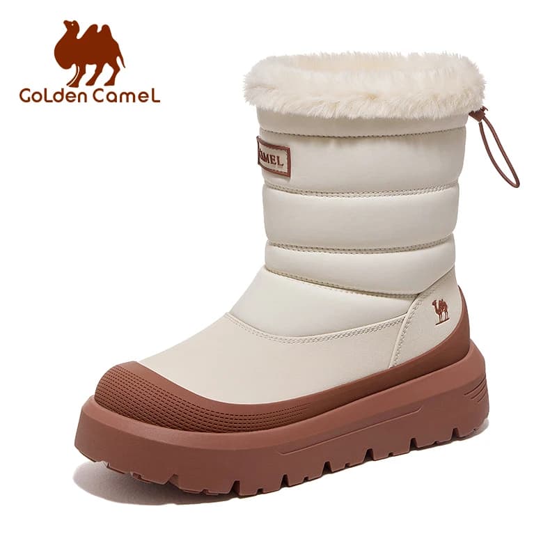 GOLDEN CAMEL Stivali invernali da donna Velluto caldo fondo spesso Stivali da neve antiscivolo impermeabili alti Scarpe di cotone per donna