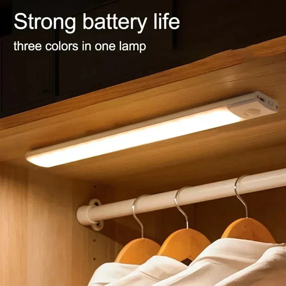 Luci Sottopensile con Sensore di Movimento, Ricaricabili USB Senza Fili, Ultra Sottili, Luce Notturna a LED Dimmerabile a 3 Colori, Illuminazione Interna per Armadi