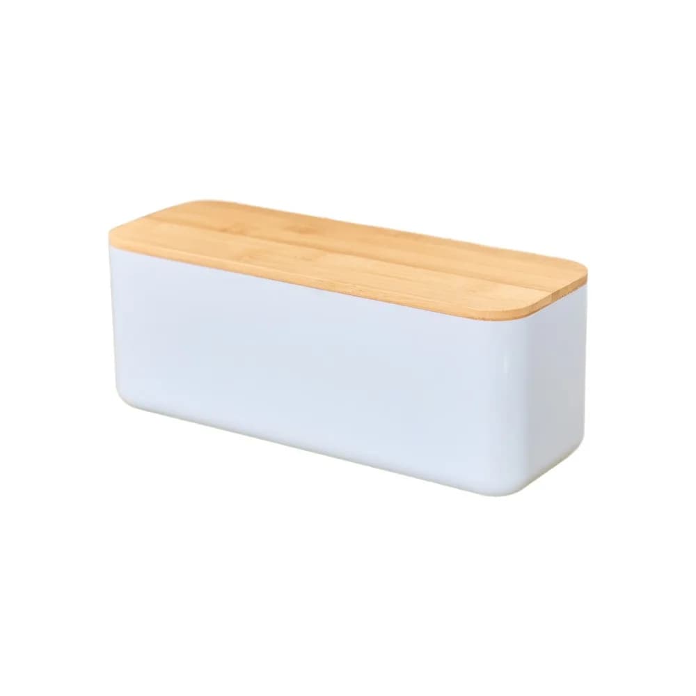 Cutting Board Lid Bread Box With Wooden Lid Bamboo Lid Spacious Container Food Storage Container Rectangular Shape Space Saving