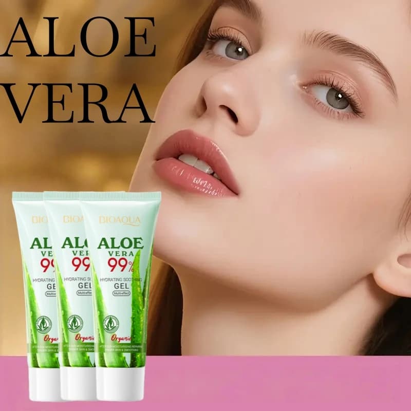 Pack of 3 aloe vera gels, with delicate textures, moisturizing and moisturizing, skin nutrients, natural and delicate, with genuine aloe ingredients, skin benefits, small liquid crystal packaging