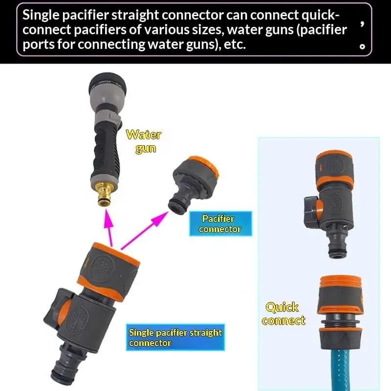 Quick Change Garden Pipe Adaptors, 3 Pieces with On/Off Valve, Easy Spraying or Watering Machine