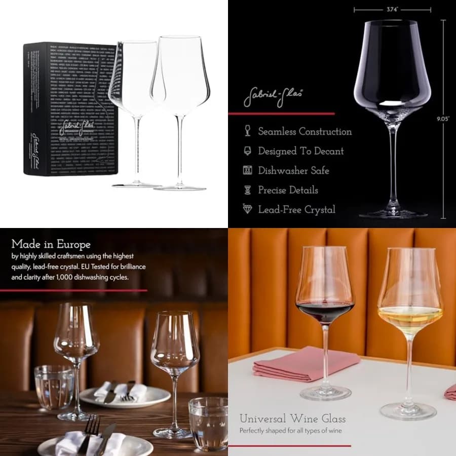 Calici da Vino in Cristallo StandArt, con Confezione Regalo - Bicchieri Premium Universali per Vino Rosso e Bianco - Lavabili in Lavastoviglie, Senza Piombo