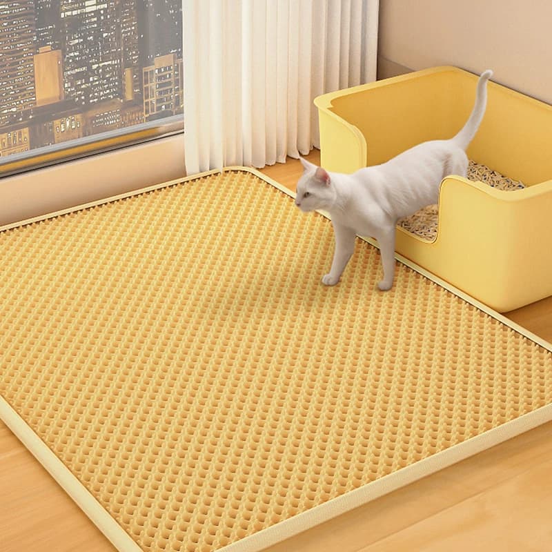 Cat Litter Mat 2-Layer Design Premium Sand Trapping Technology Waterproof Base Non-Slip Pet Floor Protector for Indoor Kittens