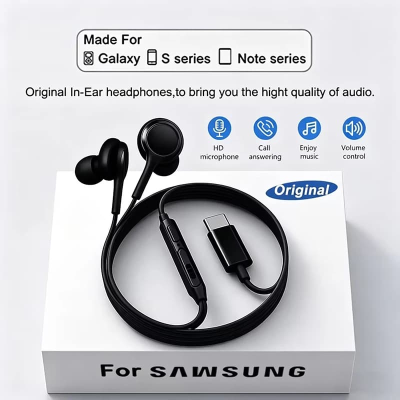 Original Type C Wired Headphones For Xiaomi 17 15 14 Pro Ultra 3.5mm Earphones For Redmi Poco Huawei Samsung Earbuds Accessories