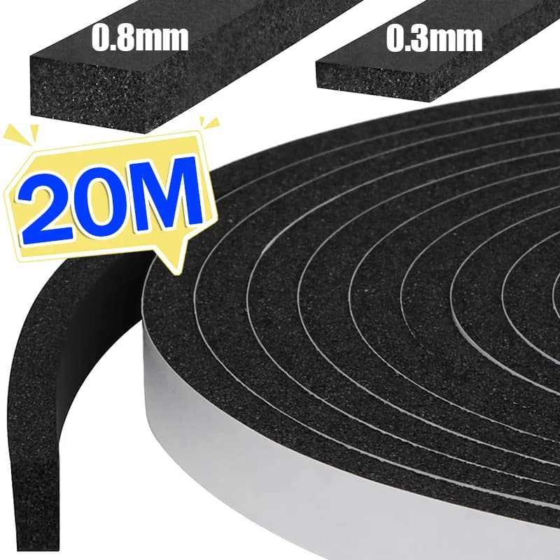 Nastro in schiuma di spessore 3/8mm Adesivo insonorizzante Guarnizione anti-collisione Strisce paraurti Porta Finestra Isolamento acustico