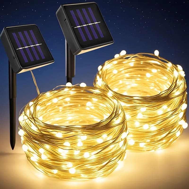 Luci solari Lucine solari da esterno dal tramonto all'alba Luci natalizie solari impermeabili a 8 modalità per il giardino del patio esterno