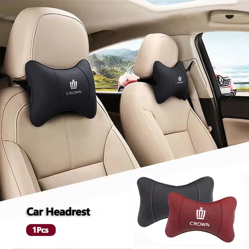 Seggiolino auto Collo Cuscino Poggiatesta in pelle Supporto lombare per la vita per Toyota GRsport Hilux Aygo Yaris Corolla Rav4 CHR Auris Crown