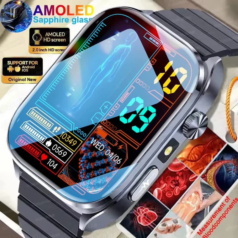 Nuovo Smartwatch 2026 con Diagnosi AI Accurata ECG, Monitoraggio Grasso Corporeo, Ossigeno nel Sangue, Pressione Sanguigna, Schermo AMOLED HD da 2.0”, Chiamate e Funzioni Salute