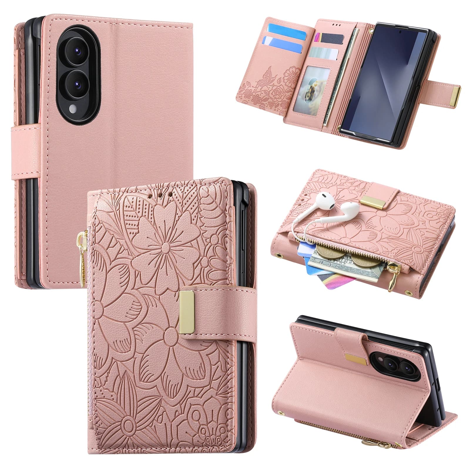 For Samsung Galaxy Z Fold 8 Ultra 5G 2026 Leather Phone Case Zipper Wallet Card Slots Funda for Galaxy Z Fold 8 Protection Cover
