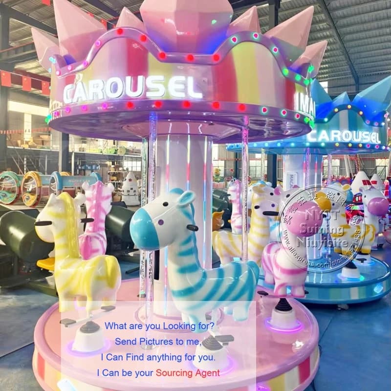 Bambini 6 posti Zebra Caroselli Cavallo Centro commerciale Economici Kiddie Ride Fiera Parco divertimenti Merry Go Round Macchina da gioco arcade