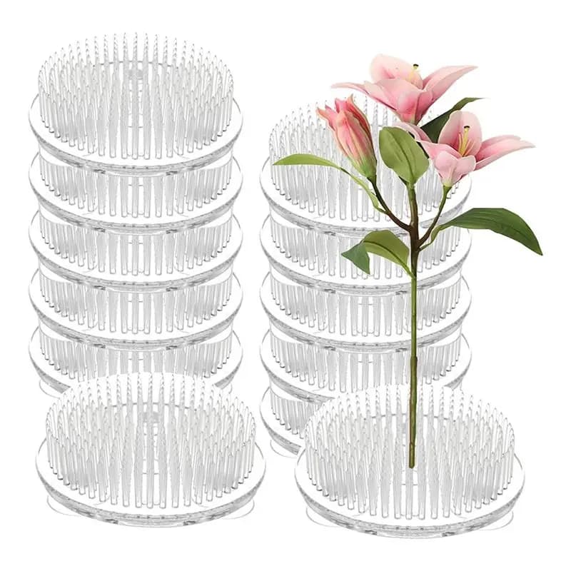 Set Of 12 Clear Plastic Pin Frogs For Vase, 2.76 Inch Floral Arrangement Tools, Flower Frog Pins For Florists Eco-Friendly
