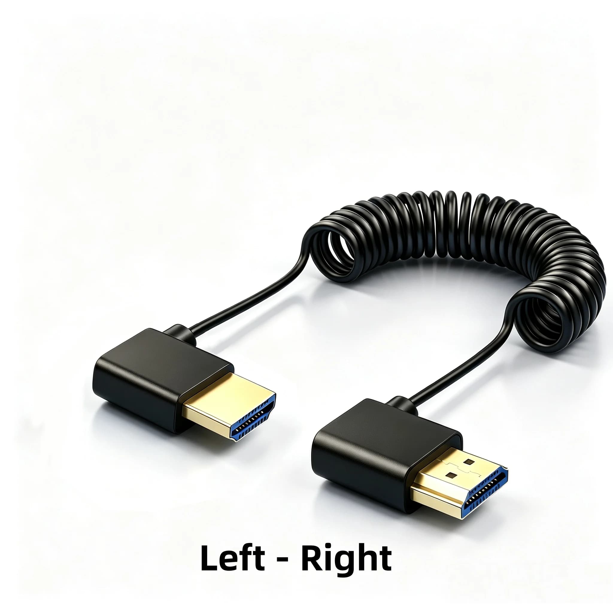 Ultra‑Thin Portable 8K HDMI‑compatible 2.1 Coiled Cable 90 Degree Left‑Right Angled Cord for Camcorder Monitor PC TV PS5 Gaming