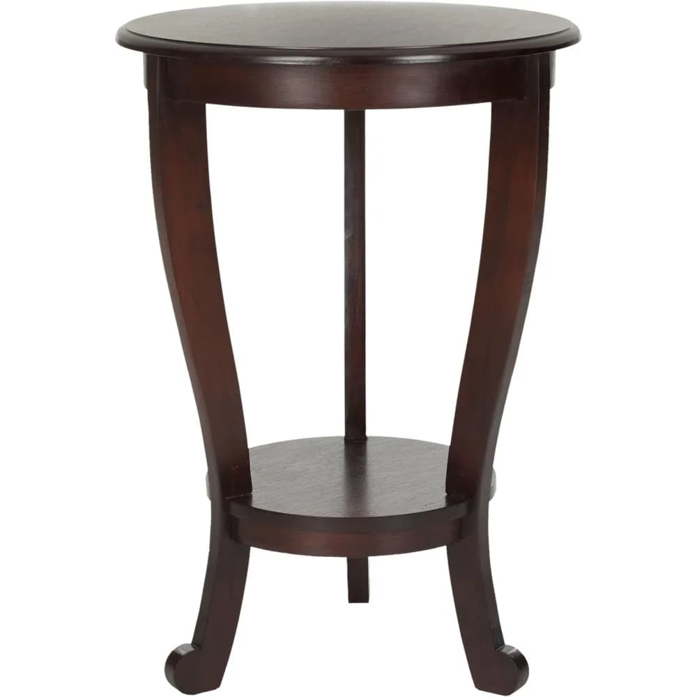 Collezione Home – Tavolino con piedistallo Mary in ciliegio scuro con ripiano, design classico Cabriole, tavolino rotondo per soggiorno