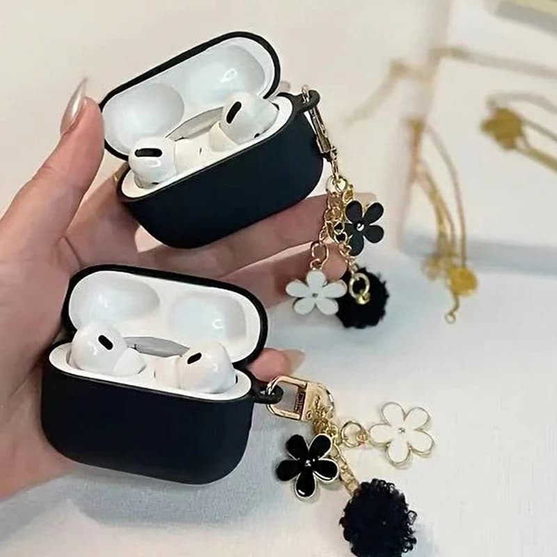 Per custodia per cuffie Airpod Pro3/Pro2/Pro custodia protettiva in silicone morbido Airpod 1or2/3/4 copertura per auricolari con simpatico portachiavi fiore