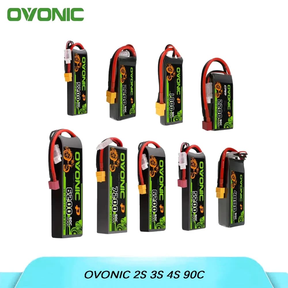 Batteria agli ioni di litio OVONIC 2S 3S 4S 90C 800mAh-7000mAh, con connettore XT60/T, adatta per veicoli multirotore e RC.