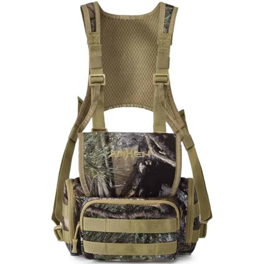 Borsa da Caccia per Binocolo con Imbracatura - Borsa Mimetica Silenziosa Anti-Riflesso con Cinghia per Binocolo e Tasca per Telemetro