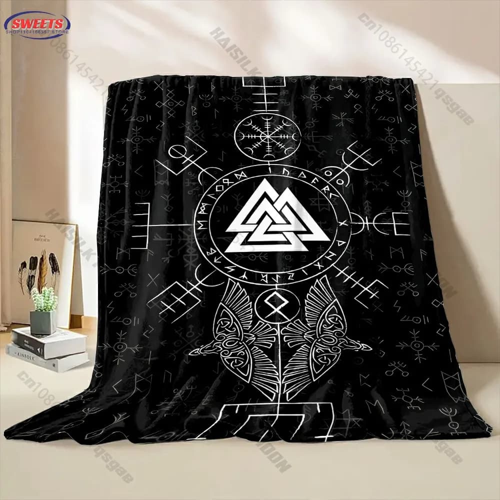Coperta con simbolo vichingo per decorazione, decorazione per divano, soggiorno e camera da letto per bambini e adulti, regalo raffinato