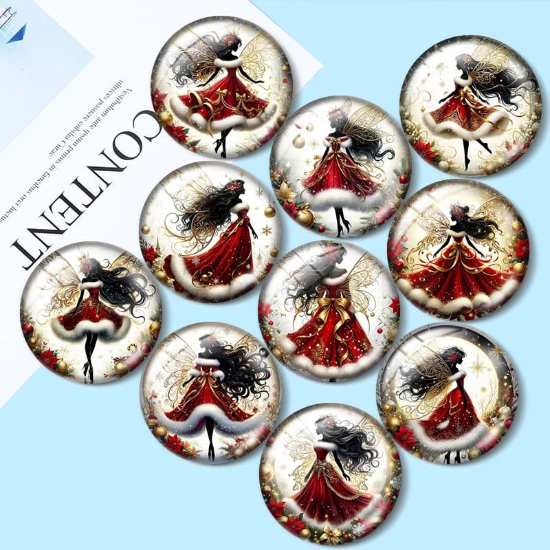 Cabochon in vetro a tema natalizio 12/18/20/25mm per bracciali, ciondoli, anelli, orecchini e componenti per la creazione di gioielli