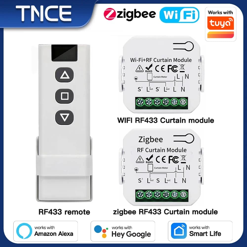 TNCE Tuya Modulo interruttore tenda wifi zigbee rf433mhz, interruttore motore otturatore tende a rullo, controllo intelligente vocale Alexa Google Home