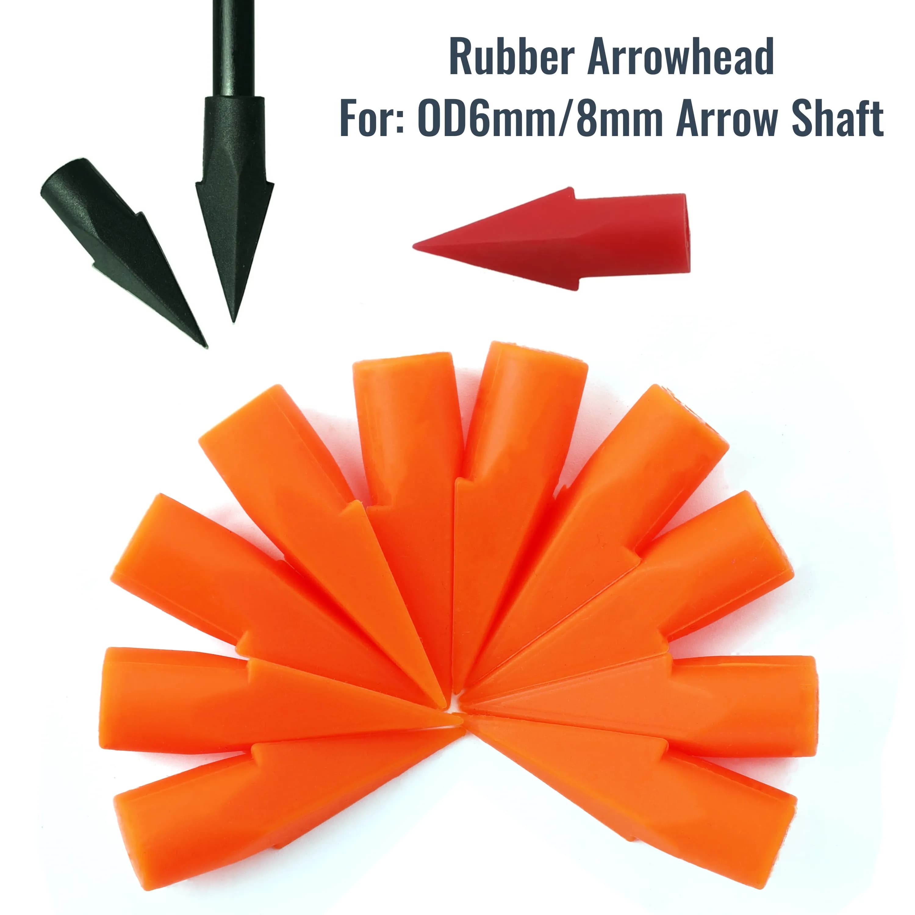 50pcs Rubber Arrowhead Archery For OD 6/8mm Carbon/Wooden/Bamboo Shaft Shooting Target Practice Arrow Point Safe Tips Broadheads