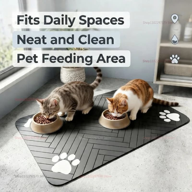 Tappetino per l'alimentazione degli animali domestici per ciotole di cibo e acqua, assorbente, ad asciugatura rapida, con base in gomma, per cani e gatti, 3040/3050/4060 cm