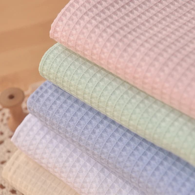 Morbido tessuto a nido d'ape, serie 8 colori, indumenti da notte per trapuntatura e cucito fai da te, accappatoi, federa, materiale per cuscino per neonati e bambini