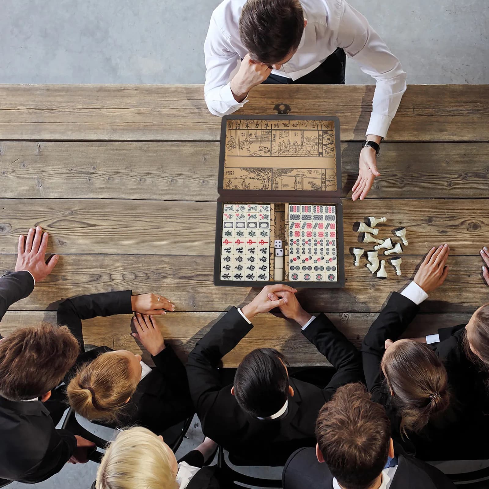1 set di tessere numerate cinesi per il gioco del Mahjong, dimensioni da viaggio portatili, leggere, con scatola da trasporto, durevoli, pratiche, di lunga durata