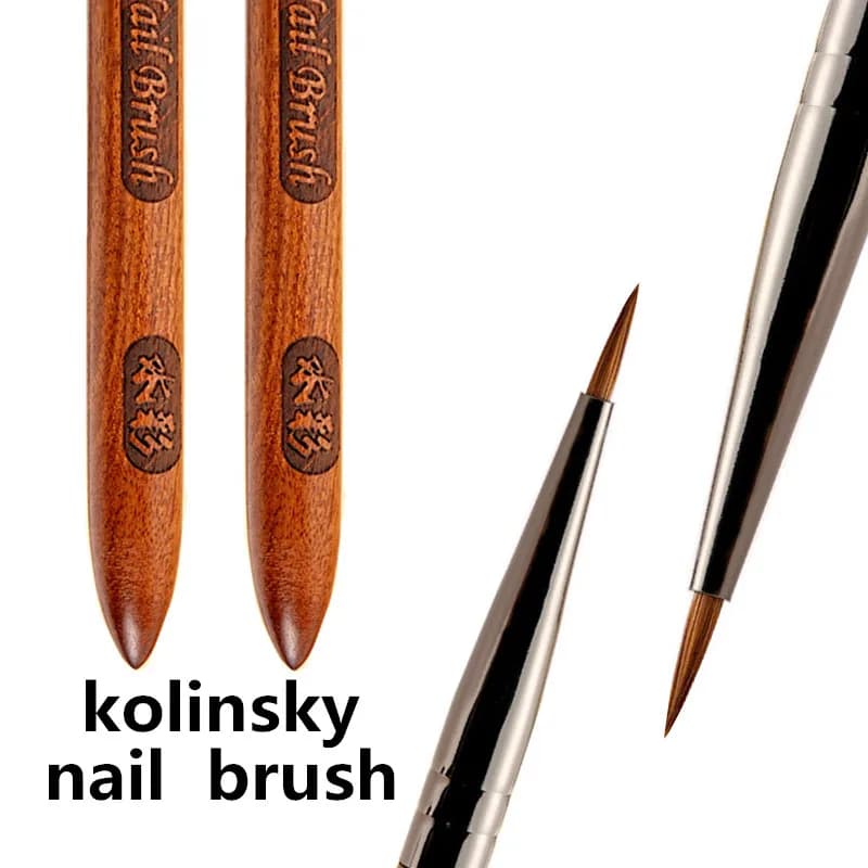 Pennello per Unghie in Acrilico con Manico in Legno di Sandalo e Pelo di Kolinsky, Pennello per Gel UV, Pennello per Intaglio, Pennello per Polvere Liquida, Pennello per Disegno Unghie Fai da Te, Pennelli per Nail Art (1 o 2 Pezzi)