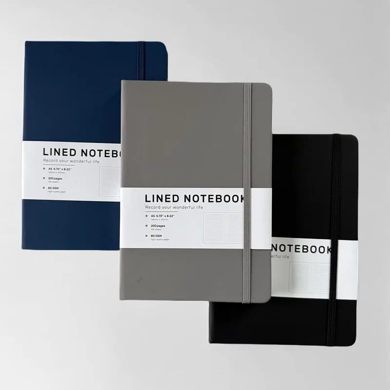 A5 Hardcover PU Leather Notebook with Strap Closure Custom Logo Journal for Office