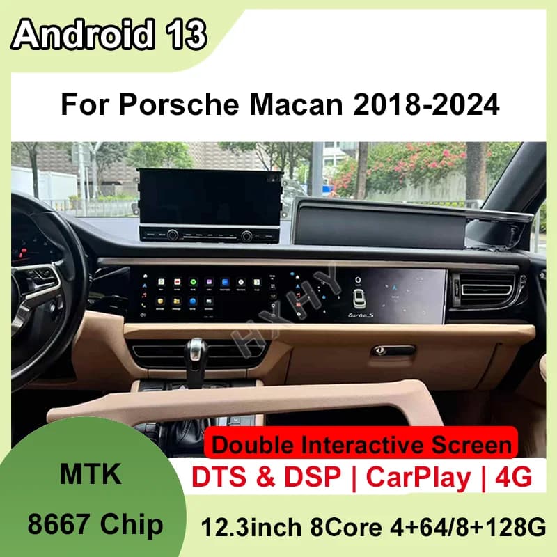 Doppio schermo interattivo Android 13 8 + 128G autoradio Car Multimedia Stereo DSP 360 Navigazione per Porsche Macan 2018-2024