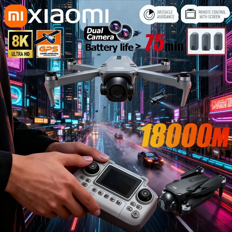 Xiaomi D18 Drone 8K HD Dual Camera Aerial Intelligent Obstacle Avoidance Brushless Motor WIFI GPS Screen Remote Control Drone