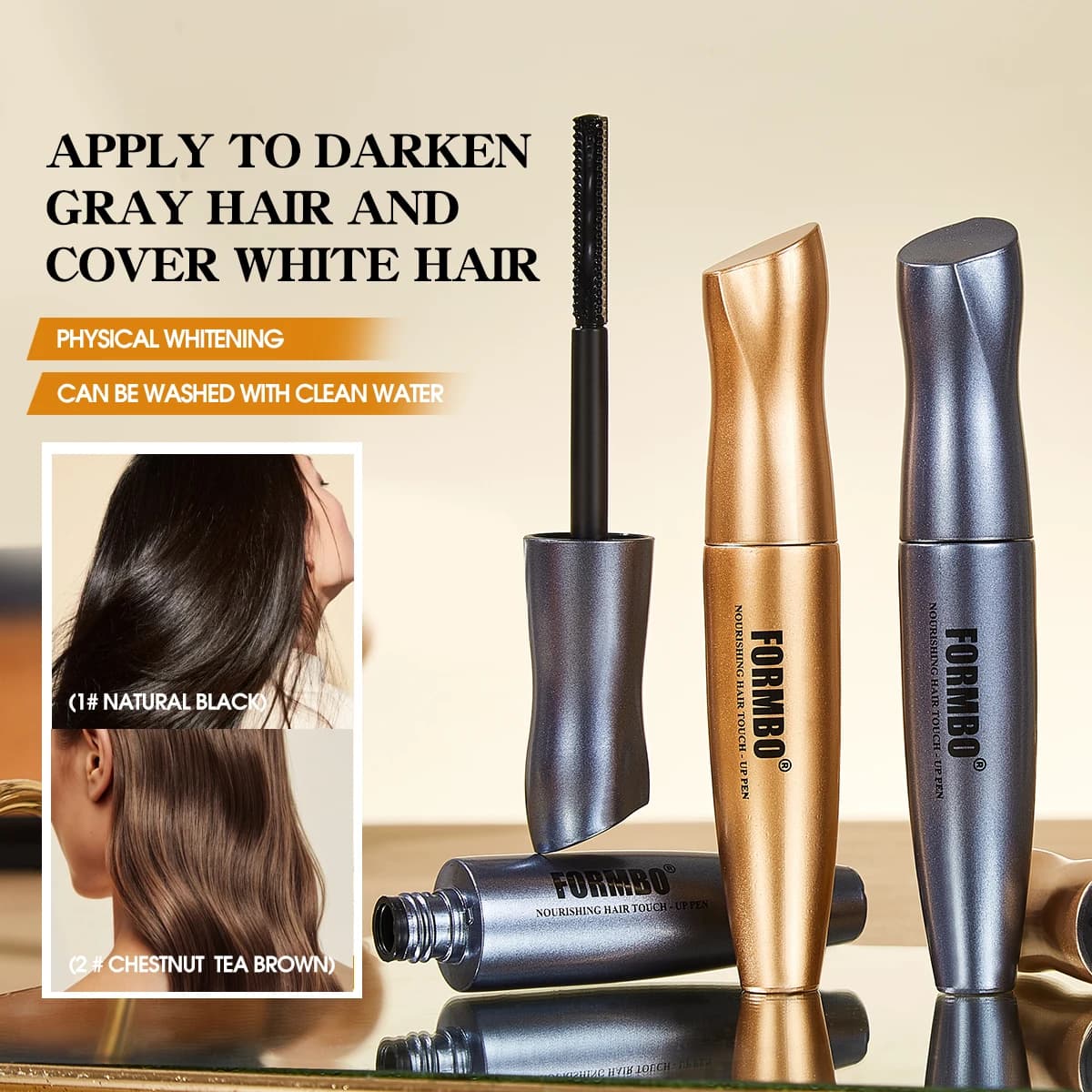 Temporary Hair Dye Mascara Stick Instant Cover White Gray Hair Washable One Time Hair Touch Up Pen For Women