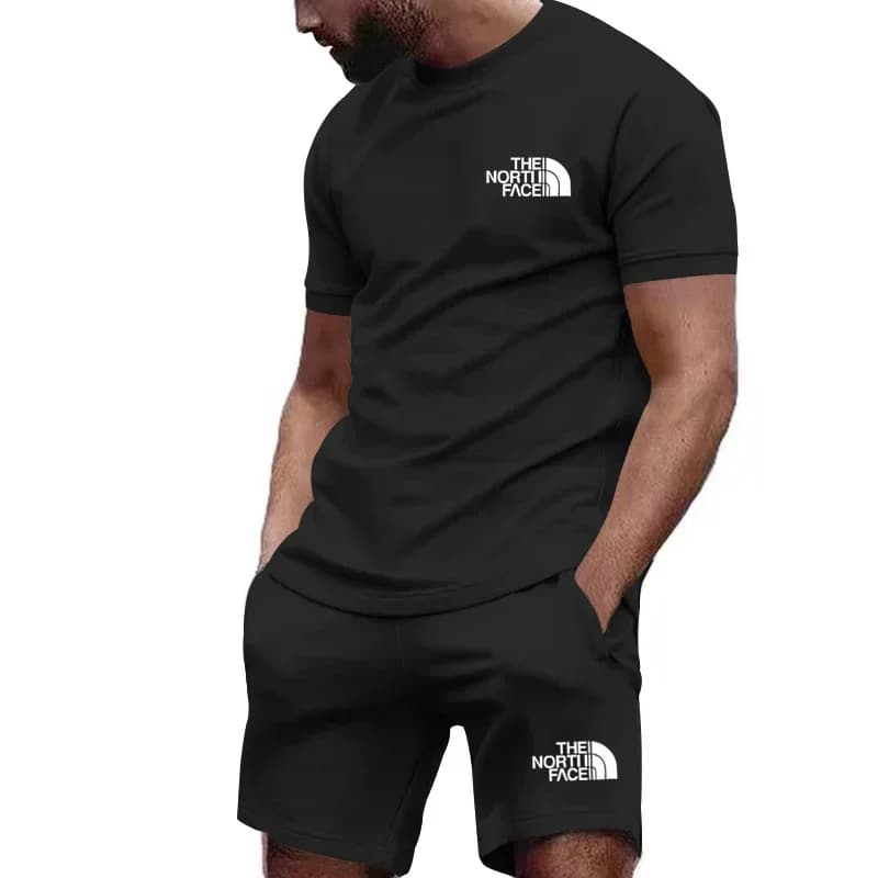 Men's summer sports suit, casual short sleeve t-shirt and jogging shorts, multicolor, breathable, set 2 pieces.