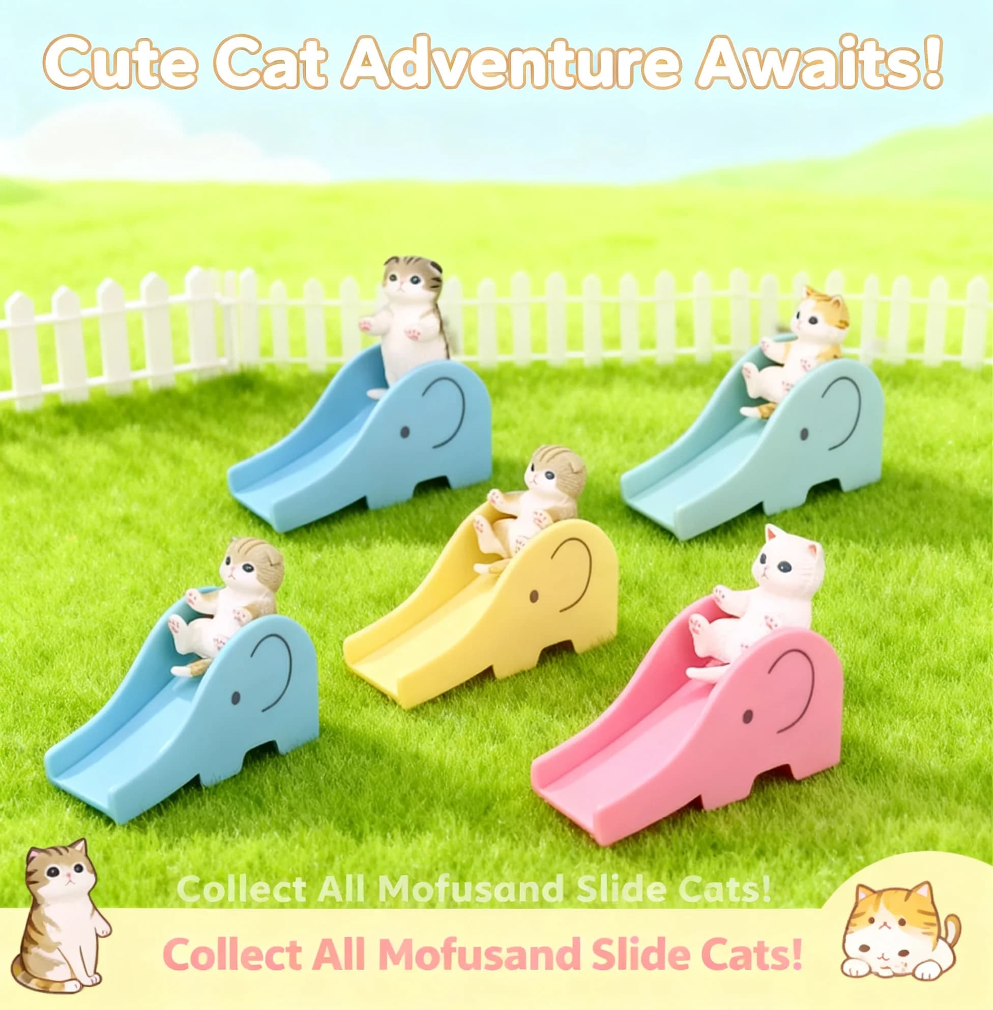 Mofusand Shark Cat Slide Blind Box Cute Kindergarten Toy Desktop Decoration Surprise Birthday Gift