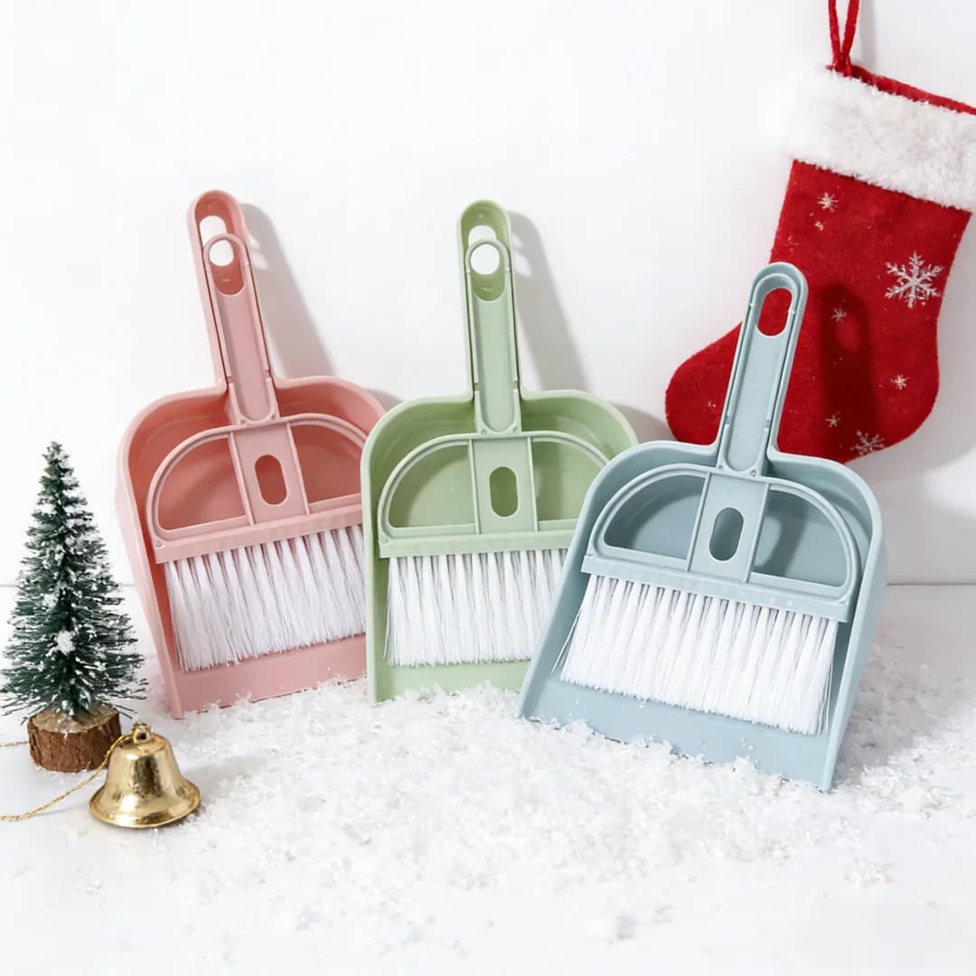 Set Mini Scopa e Paletta da Scrivania - Regalo di Natale, Idea Regalo per la Casa, Strumento per la Pulizia del Desktop (blu/rosa)