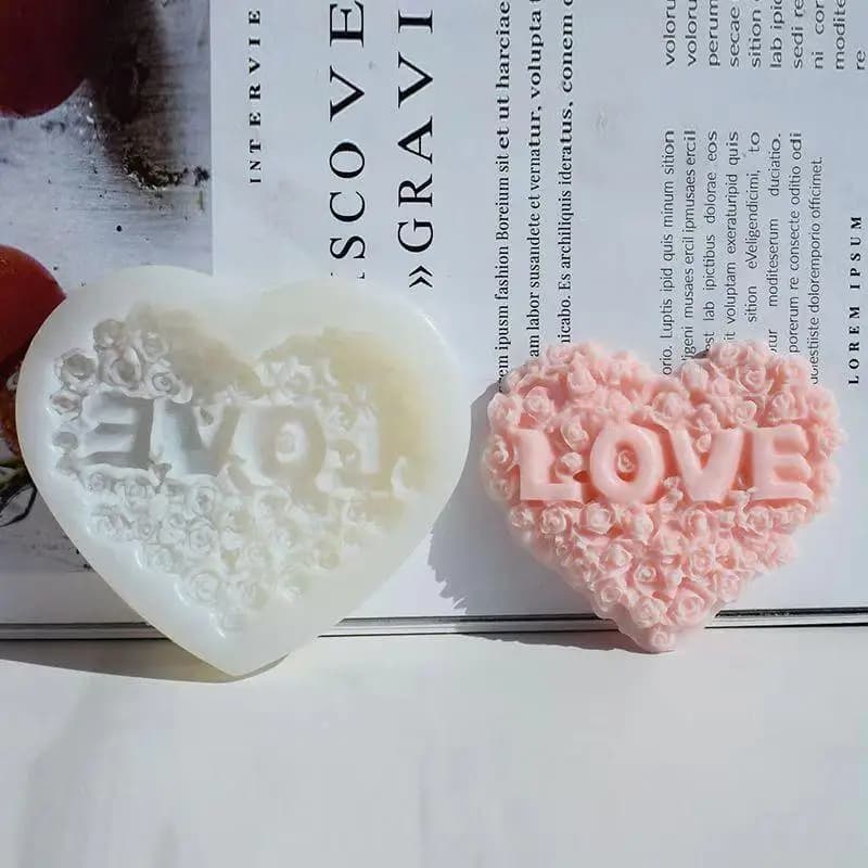 Nuovo stampo in silicone a forma di cuore di rosa, strumento fai da te per candele, gesso, cioccolato e ghiaccio a forma di fiore d'amore