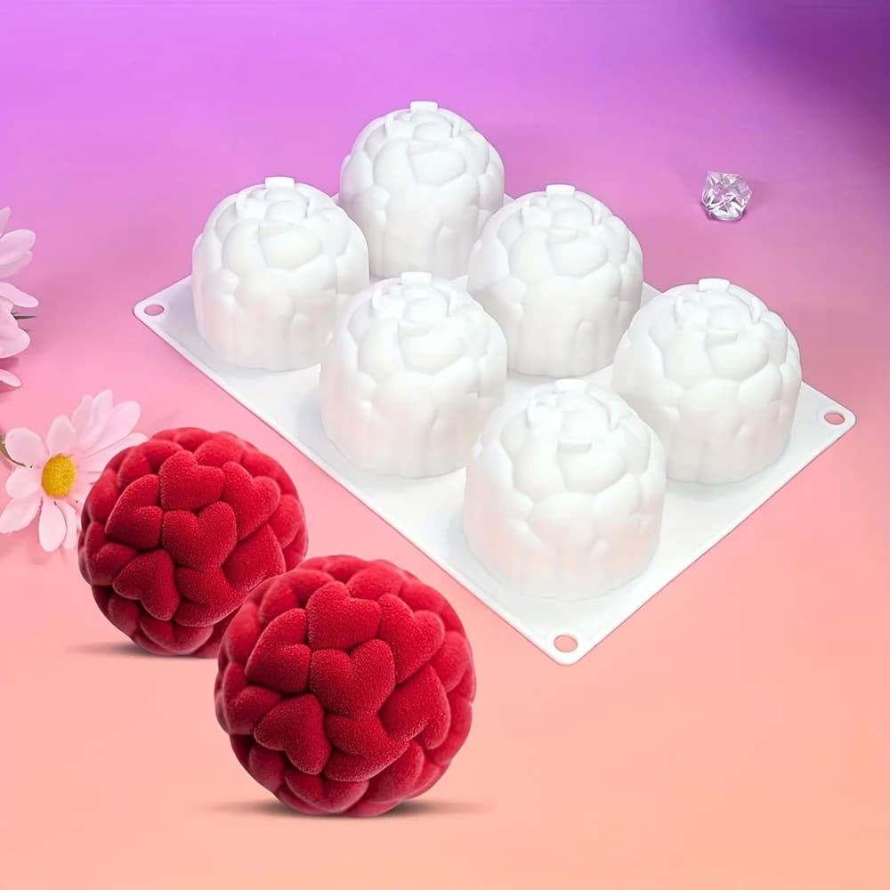 Stampo in Silicone per Torta Mousse a 6 Sfere a Fila, per San Valentino, Stampo Rotondo per Dessert, Gelato e Torte Fai da Te