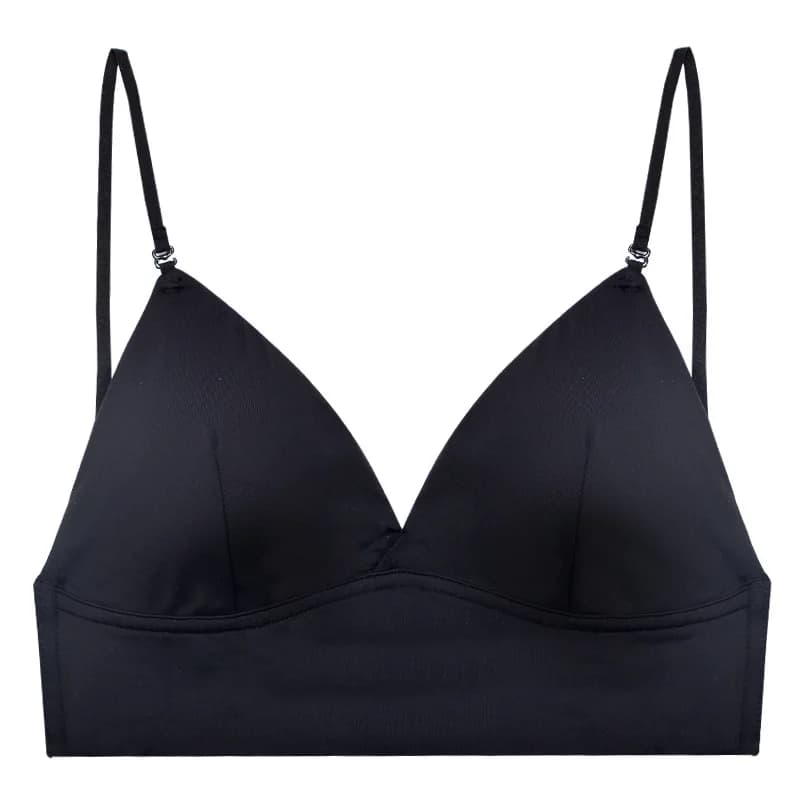 Reggiseno sexy senza schienale da donna, top a tubino scollato a V profonda, intimo in seta ghiaccio morbida, senza cuciture, invisibile, senza ferretto, coppa sottile, bralette