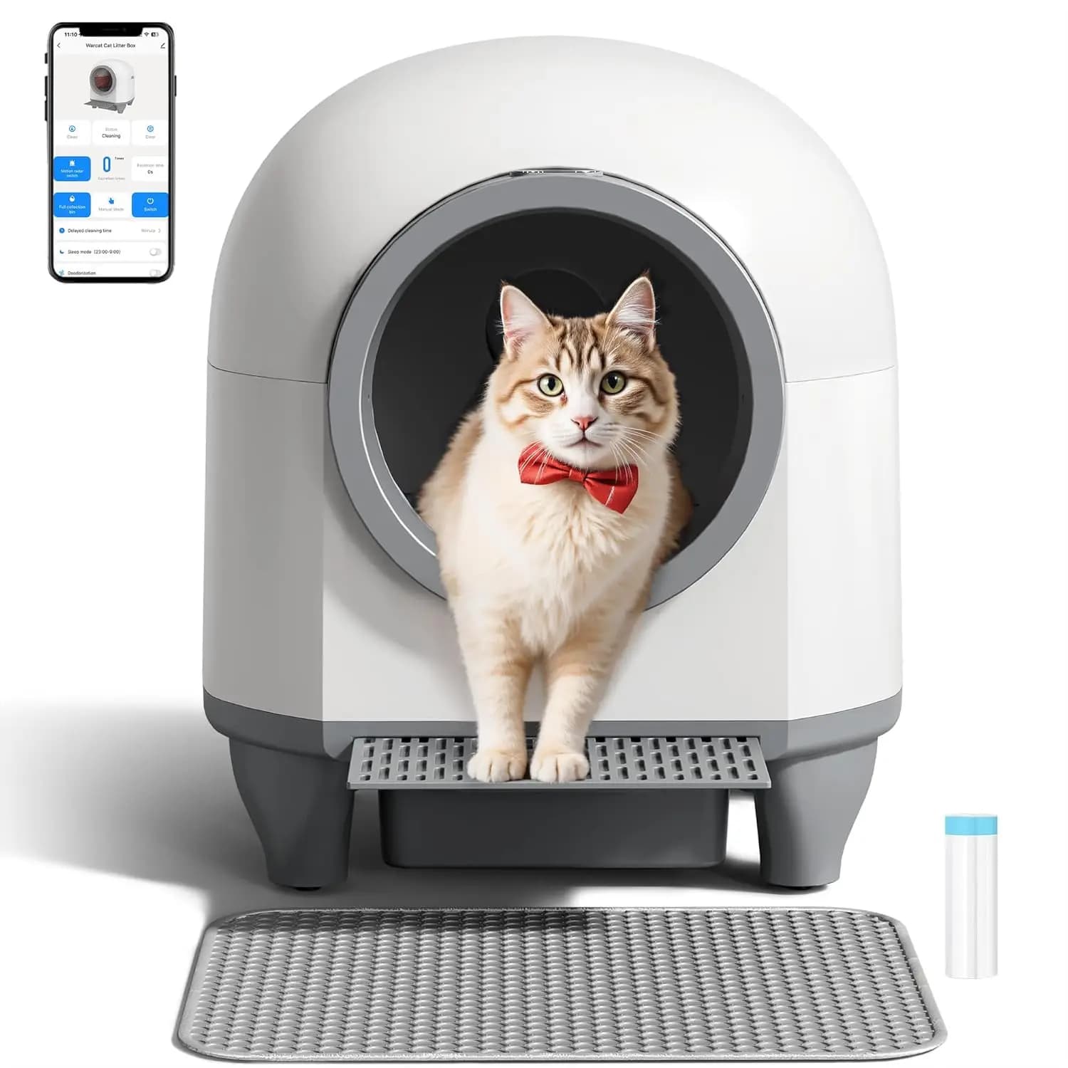 Lettiera Automatica Autopulente, 90 L, per Gatti Multipli, Controllabile tramite App, Intelligente e Personalizzabile